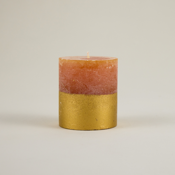 Orange & Cinnamon, Gold-Dipped Pillar Candle