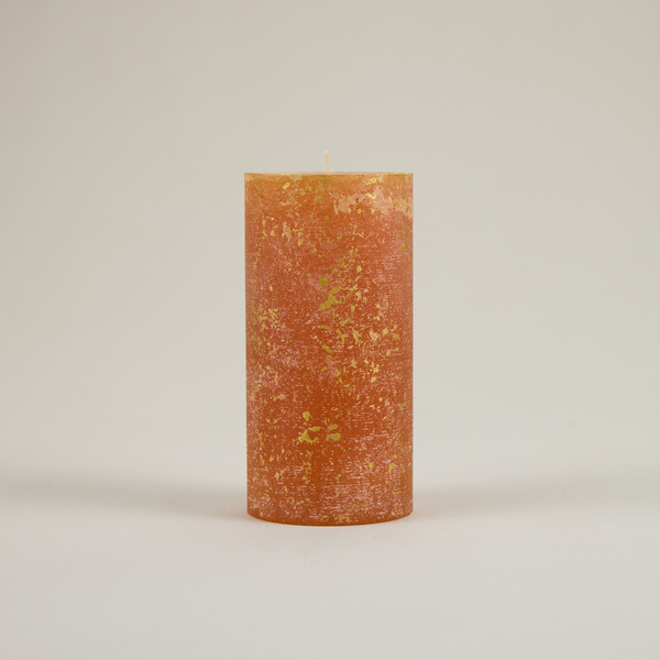Orange & Cinnamon, Gold Marbled Pillar Candle
