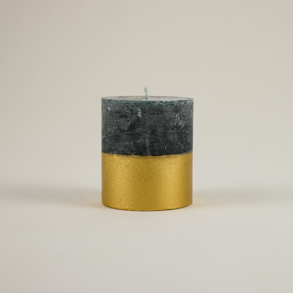 Winter Thyme, Gold-Dipped Pillar Candle