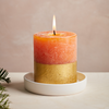 Orange & Cinnamon Scented Gold Dipped Pillar Candle
