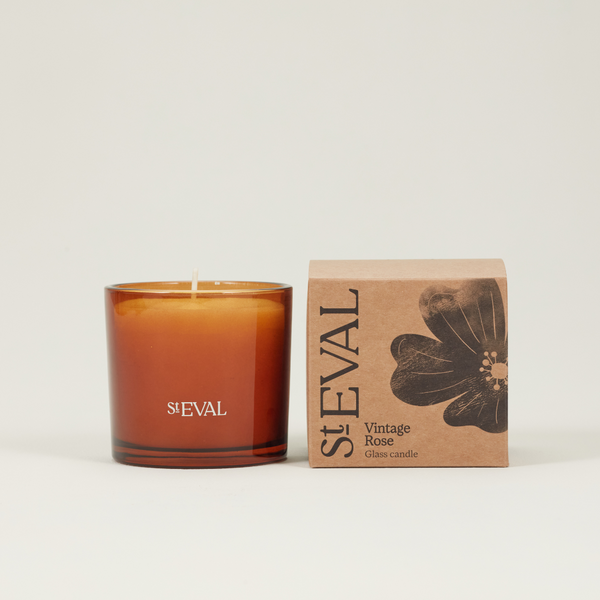 Vintage Rose, Amber Glass Candle