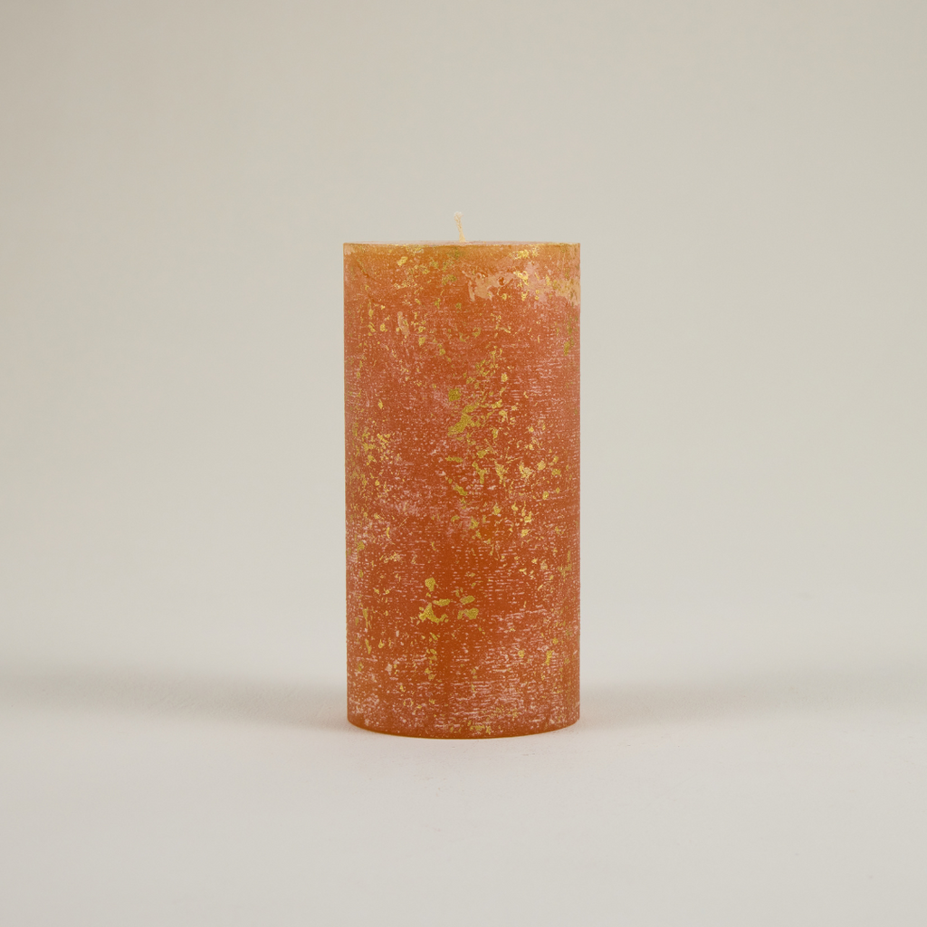 Orange & Cinnamon, Gold Marbled Pillar Candle