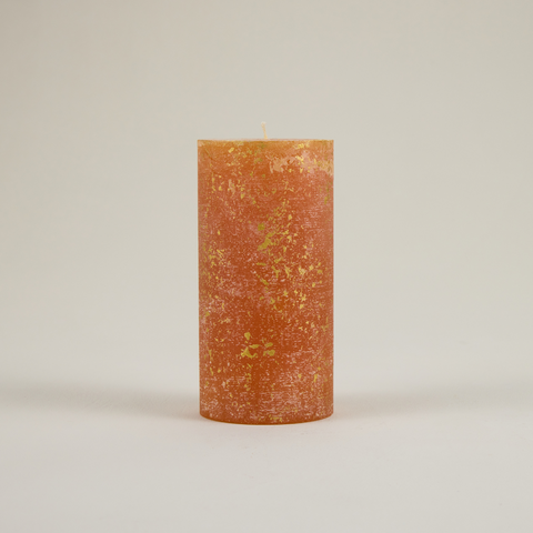 Orange & Cinnamon, Gold Marbled Pillar Candle