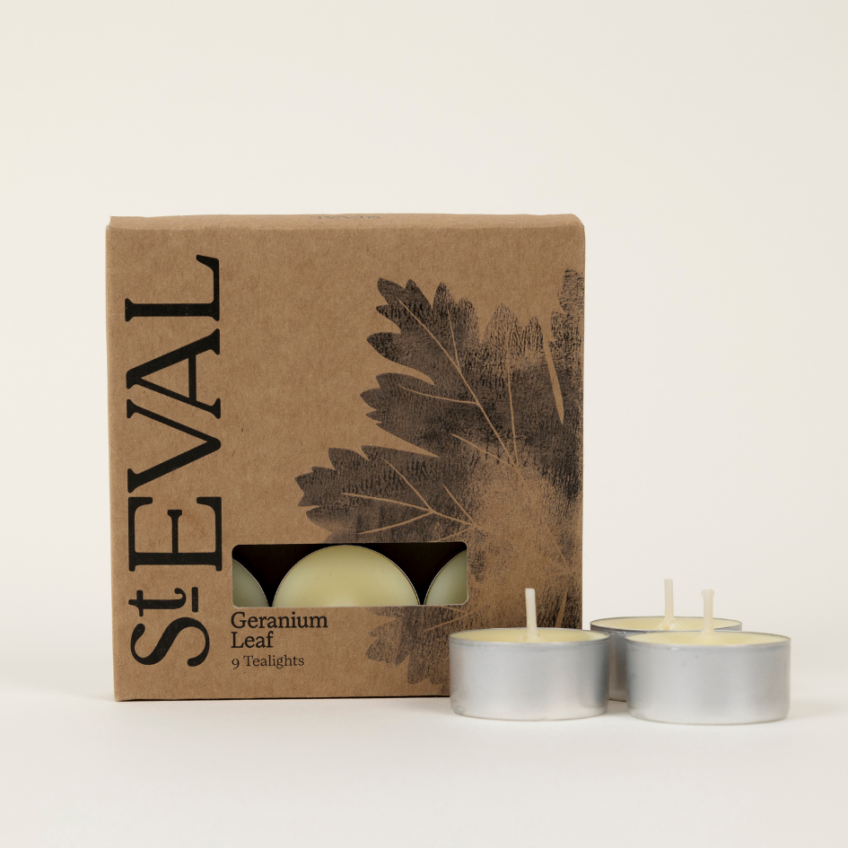 St Eval Geranium Leaf Scented Candle In A Tin – Medium – Handmade In The UK, Cream Wax