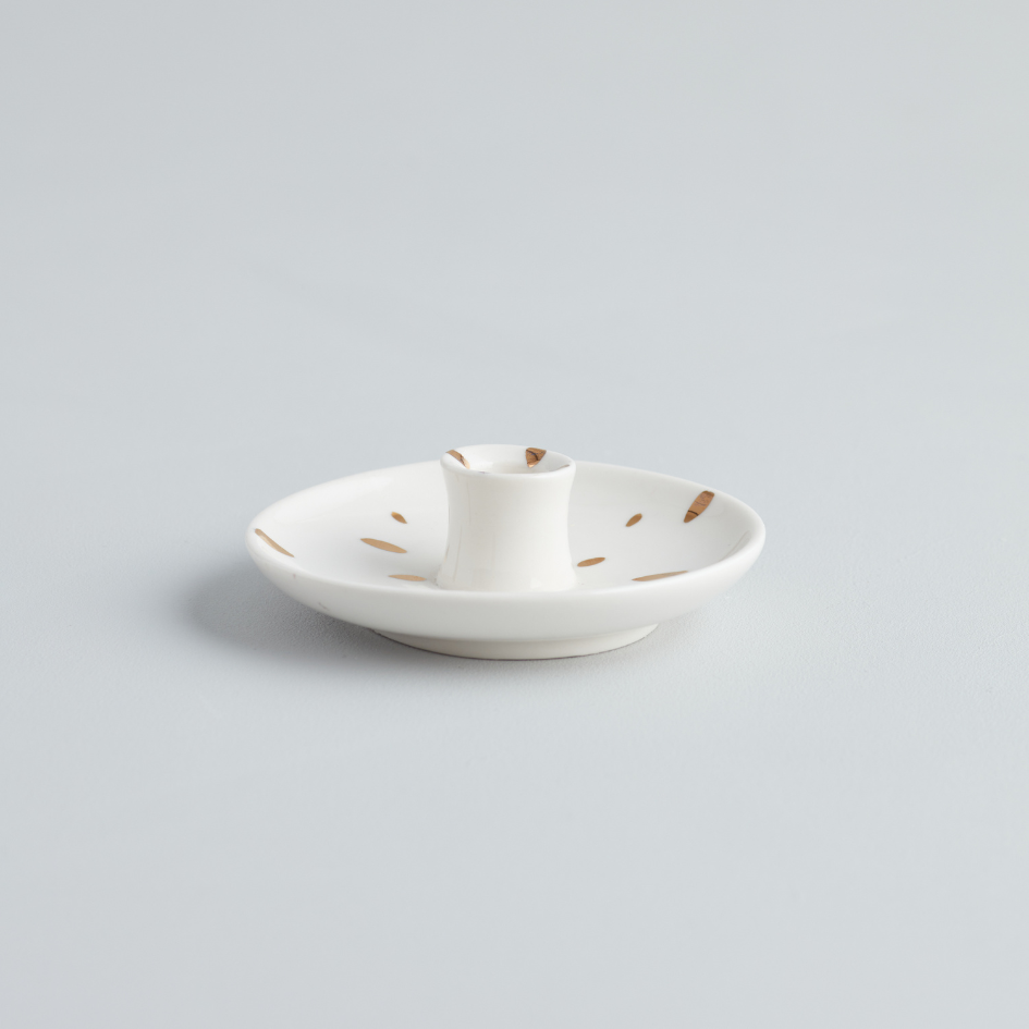 Gold Brushmarks, 1/2" Candle Holder without Handle ST. EVAL