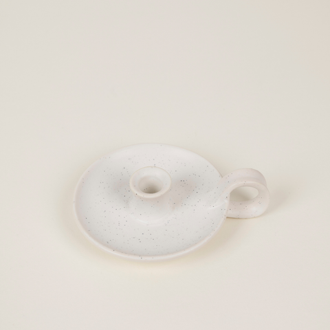 White Speckle, 1/2" Candle Holder with Handle